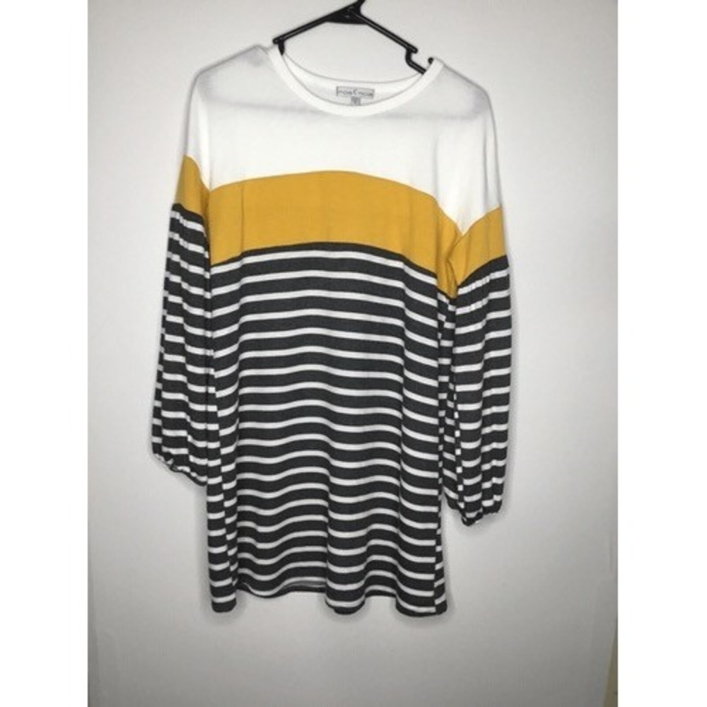 Moa Moa Black/White Striped Long Sleeve Sweatshirt Women L USA